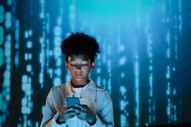 Boy on his phone